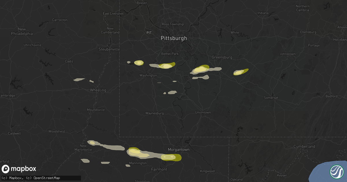 Hail map in Richeyville, PA on May 13, 2026