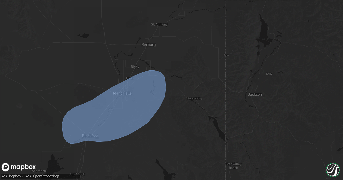 Hail map in Ririe, ID on May 13, 2026