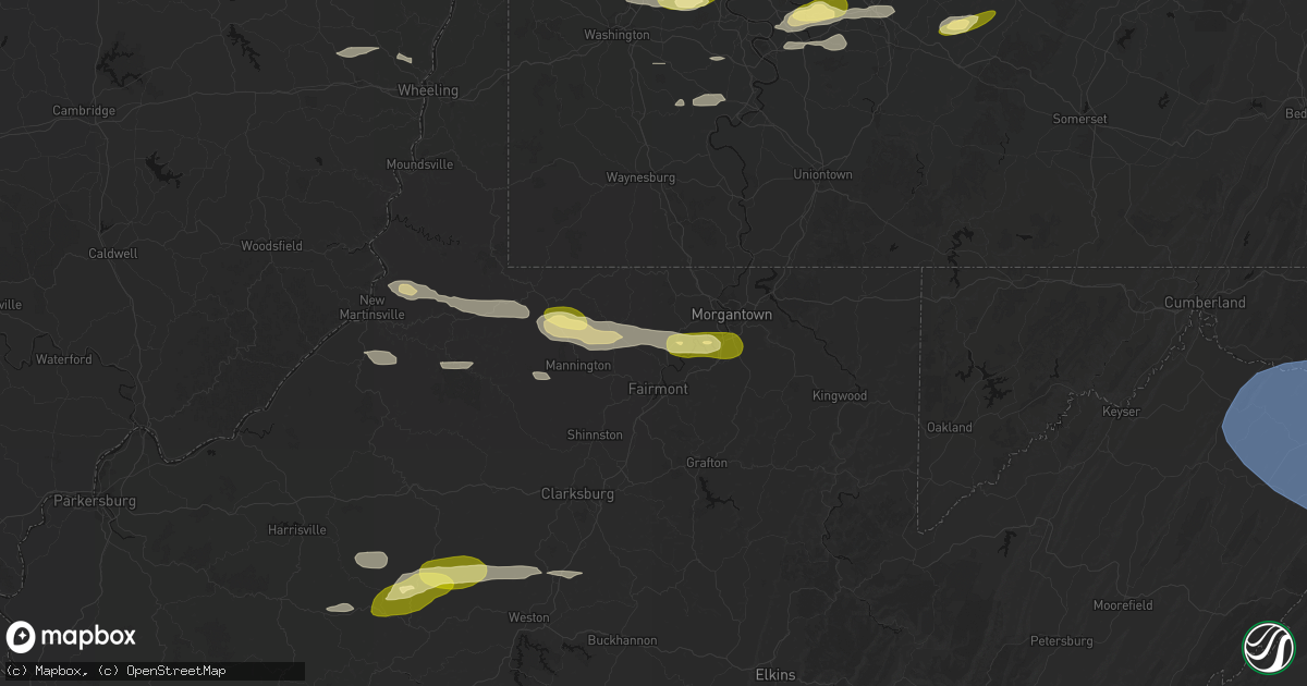 Hail map in Rivesville, WV on May 13, 2026