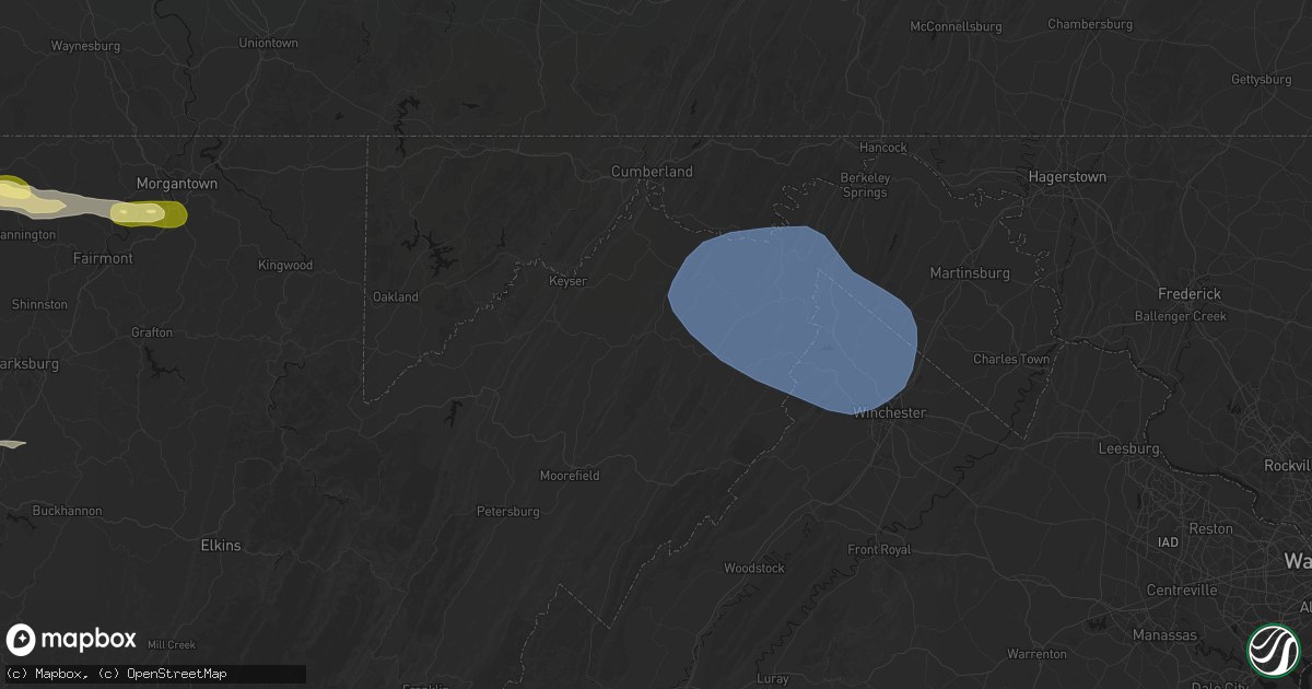 Hail map in Romney, WV on May 13, 2026