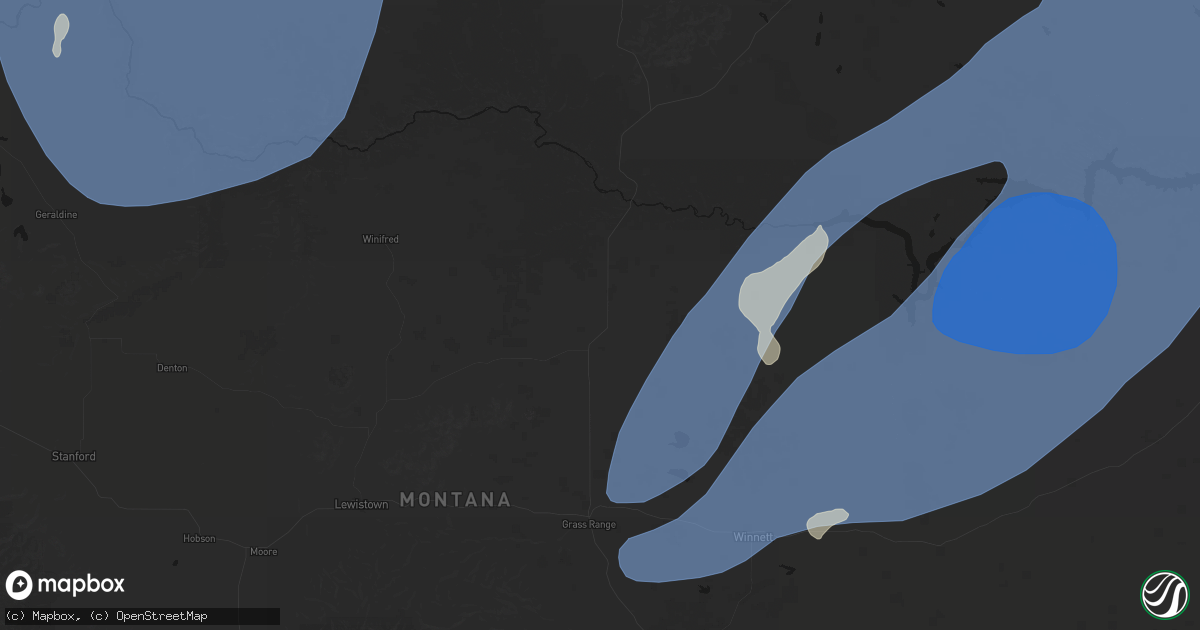 Hail map in Roy, MT on May 13, 2026