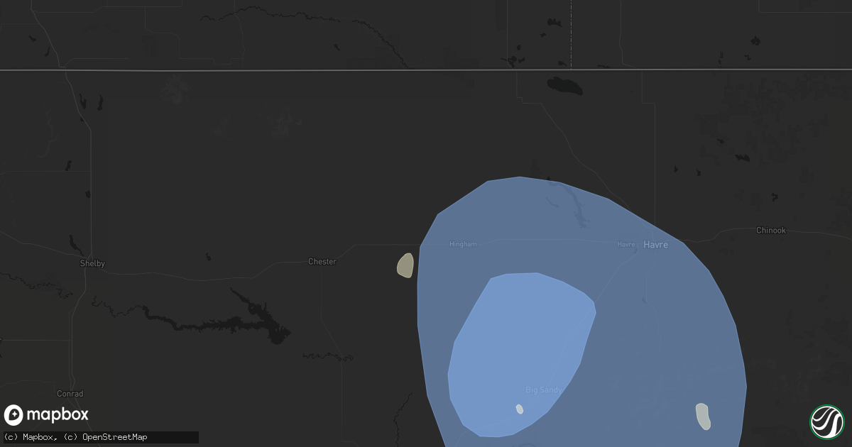 Hail map in Rudyard, MT on May 13, 2026