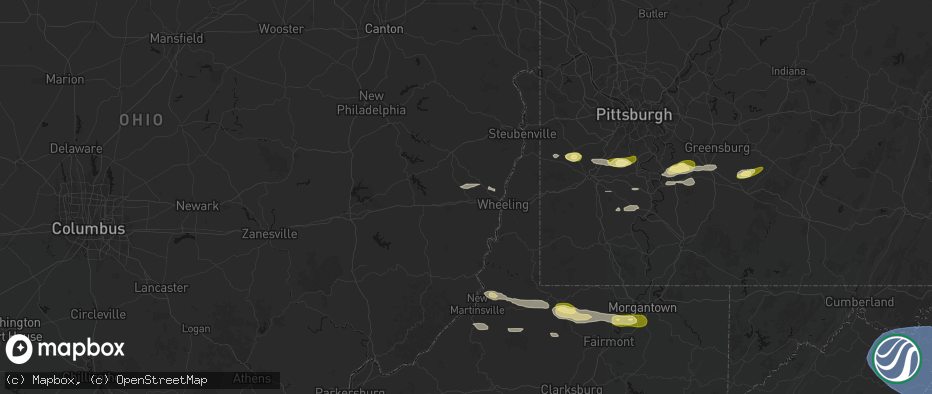 Hail map in Saint Clairsville, OH on May 13, 2026