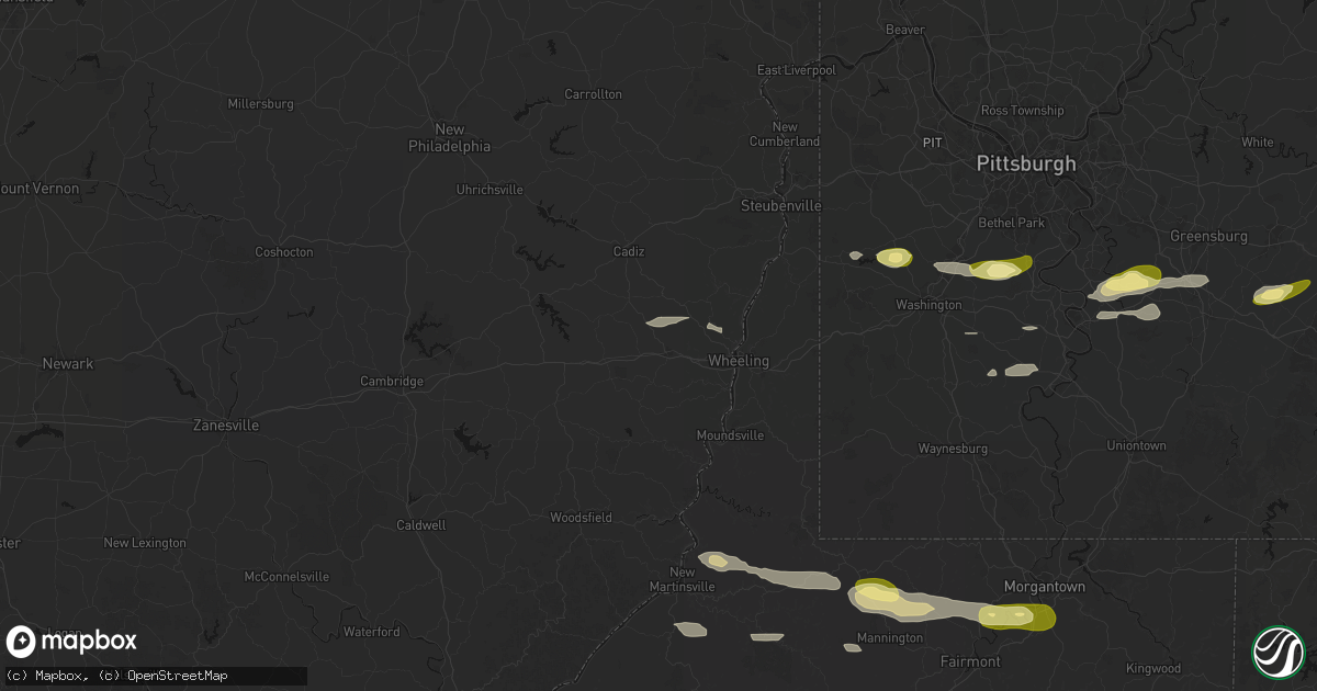 Hail map in Saint Clairsville, OH on May 13, 2026