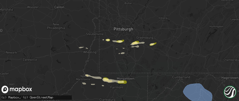 Hail map in Scenery Hill, PA on May 13, 2026