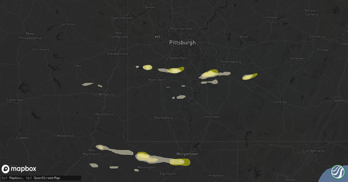 Hail map in Scenery Hill, PA on May 13, 2026