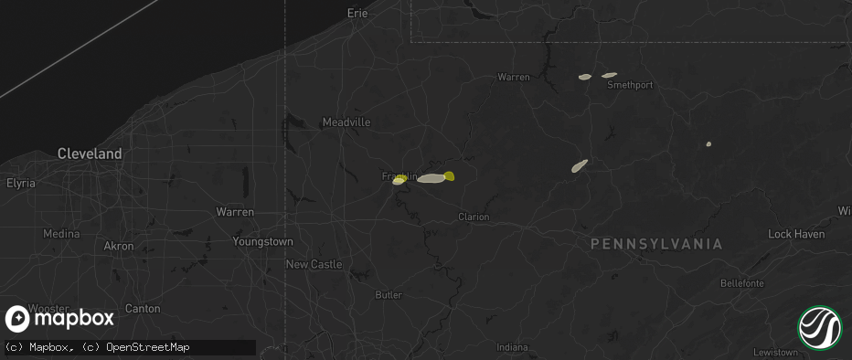 Hail map in Seneca, PA on May 13, 2026