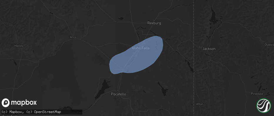 Hail map in Shelley, ID on May 13, 2026