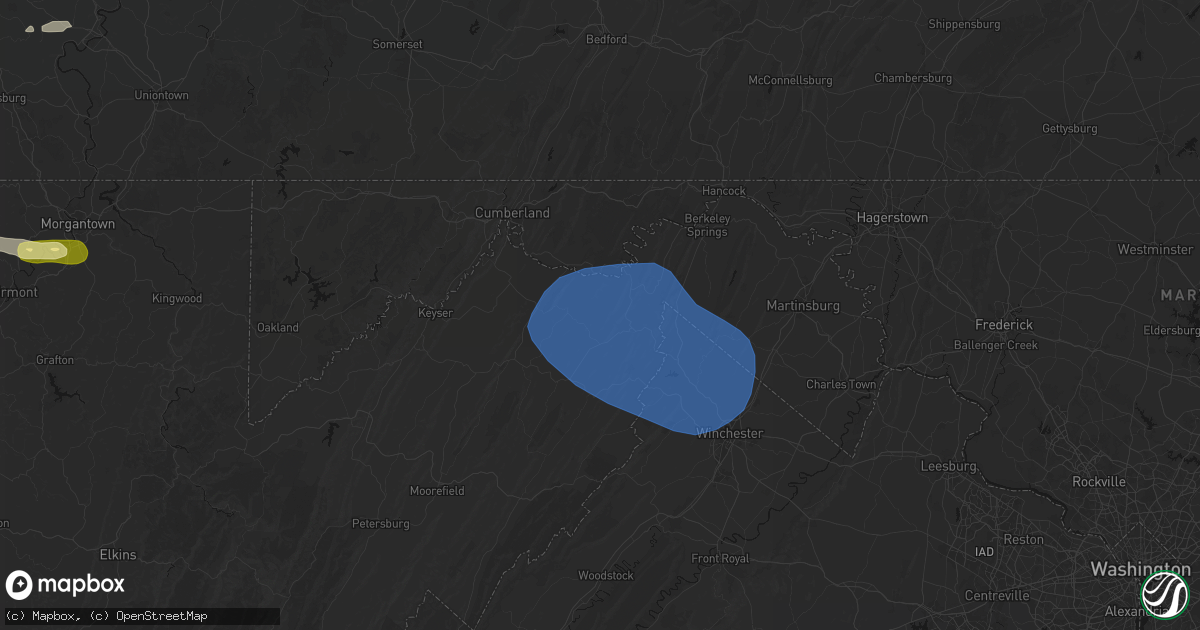 Hail map in Slanesville, WV on May 13, 2026