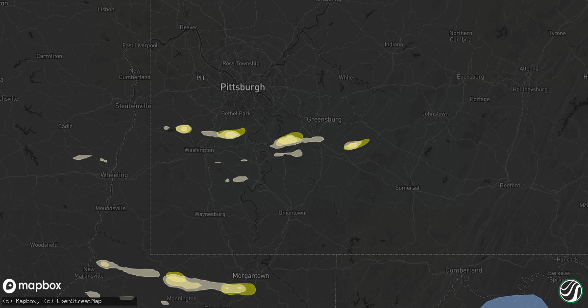 Hail map in Smithton, PA on May 13, 2026
