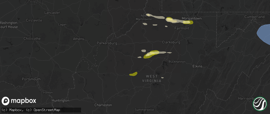 Hail map in Smithville, WV on May 13, 2026