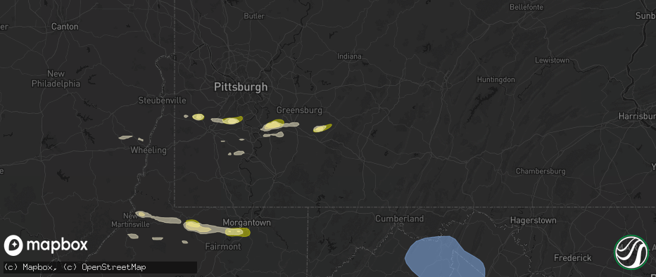 Hail map in Stahlstown, PA on May 13, 2026