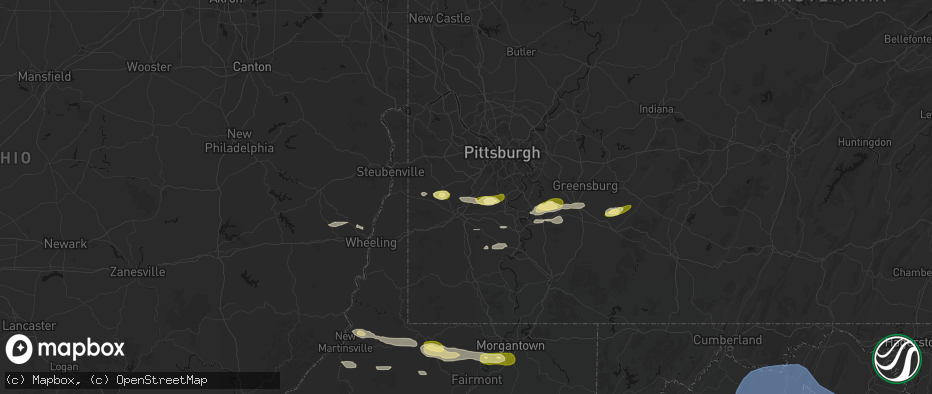 Hail map in Strabane, PA on May 13, 2026