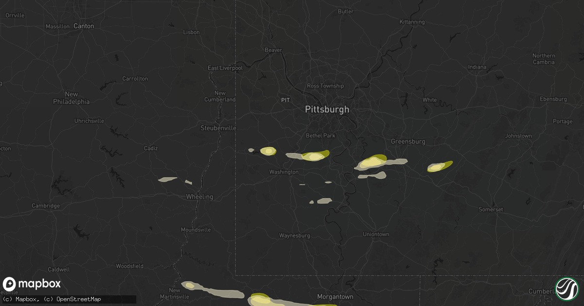 Hail map in Strabane, PA on May 13, 2026