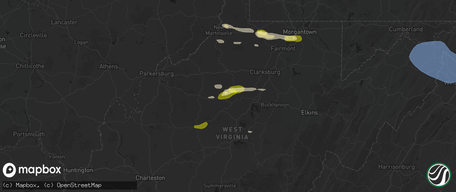 Hail map in Troy, WV on May 13, 2026
