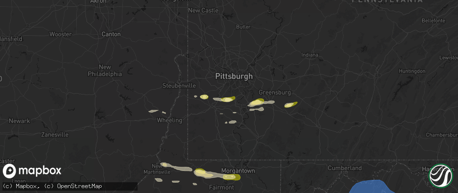 Hail map in Venetia, PA on May 13, 2026