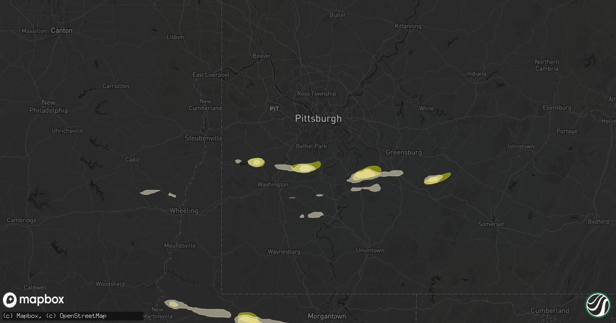 Hail map in Venetia, PA on May 13, 2026