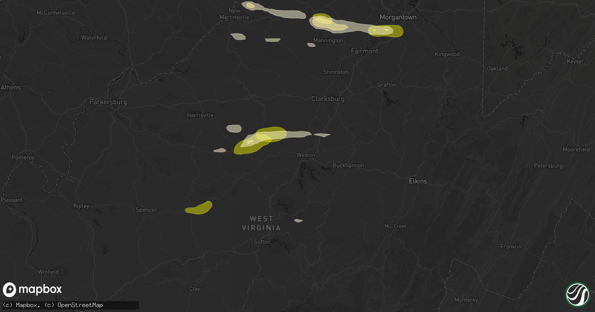 Hail map in Weston, WV on May 13, 2026