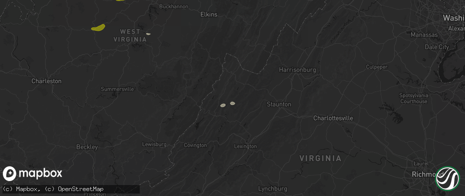 Hail map in Williamsville, VA on May 13, 2026