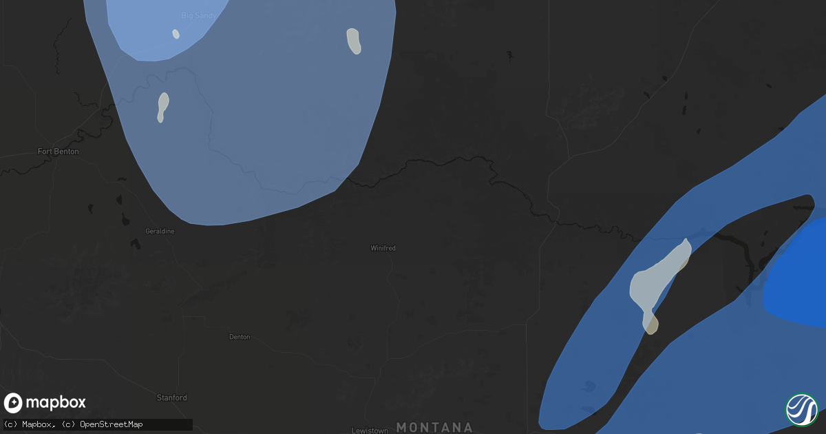 Hail map in Winifred, MT on May 13, 2026