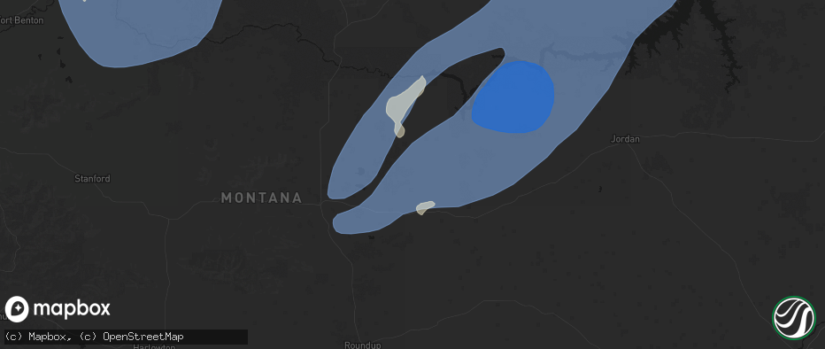 Hail map in Winnett, MT on May 13, 2026