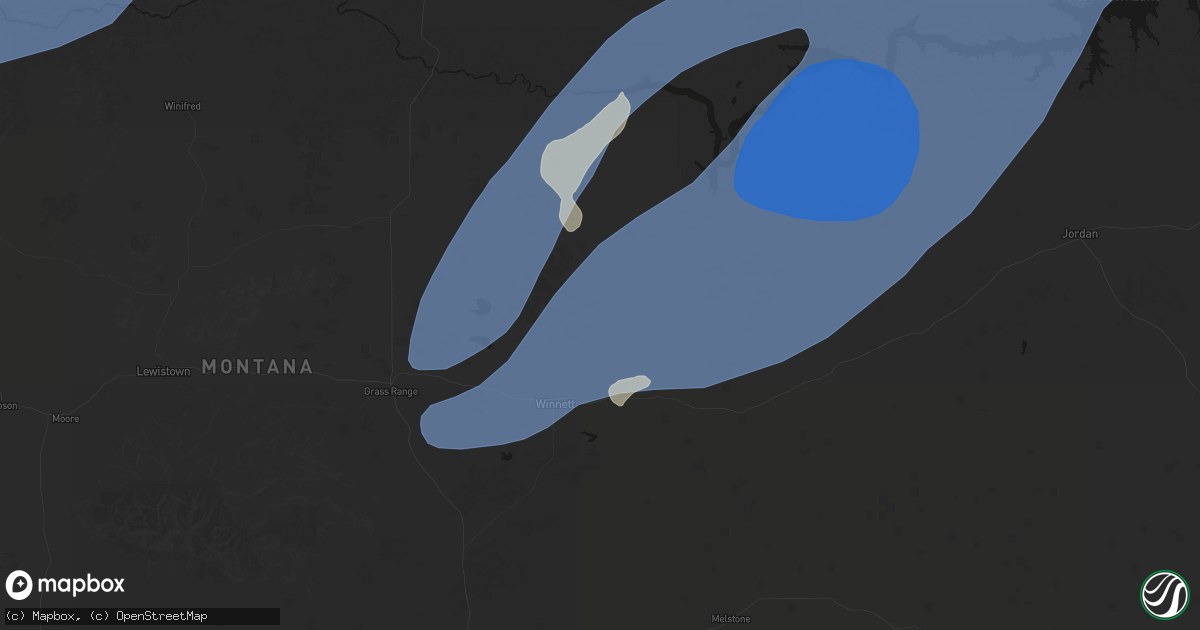 Hail map in Winnett, MT on May 13, 2026