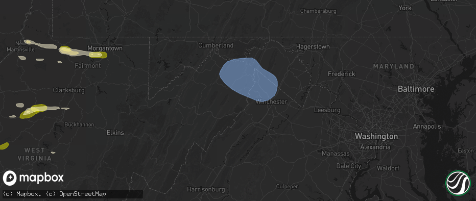 Hail map in Yellow Spring, WV on May 13, 2026