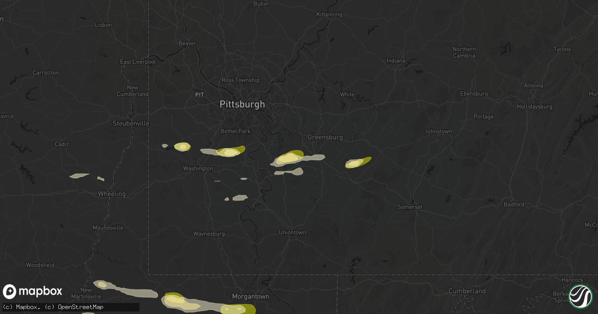 Hail map in Yukon, PA on May 13, 2026