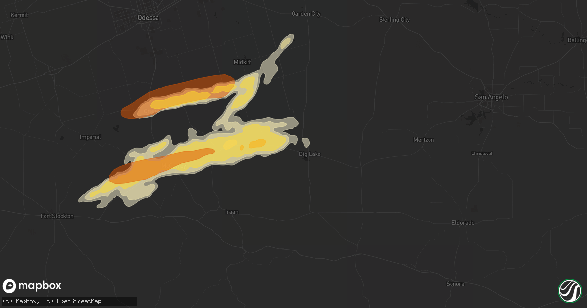 Hail map in Big Lake, TX on May 14, 2013