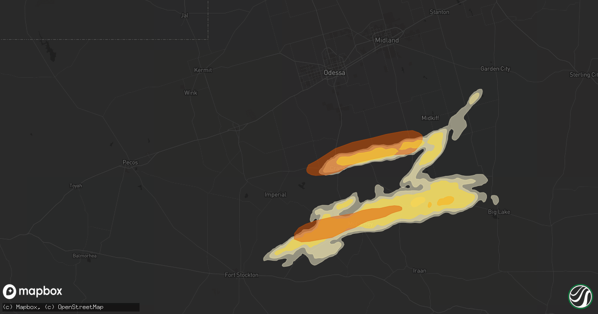 Hail map in Crane, TX on May 14, 2013
