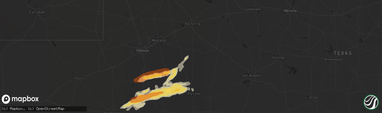 Hail map in Garden City, TX on May 14, 2013