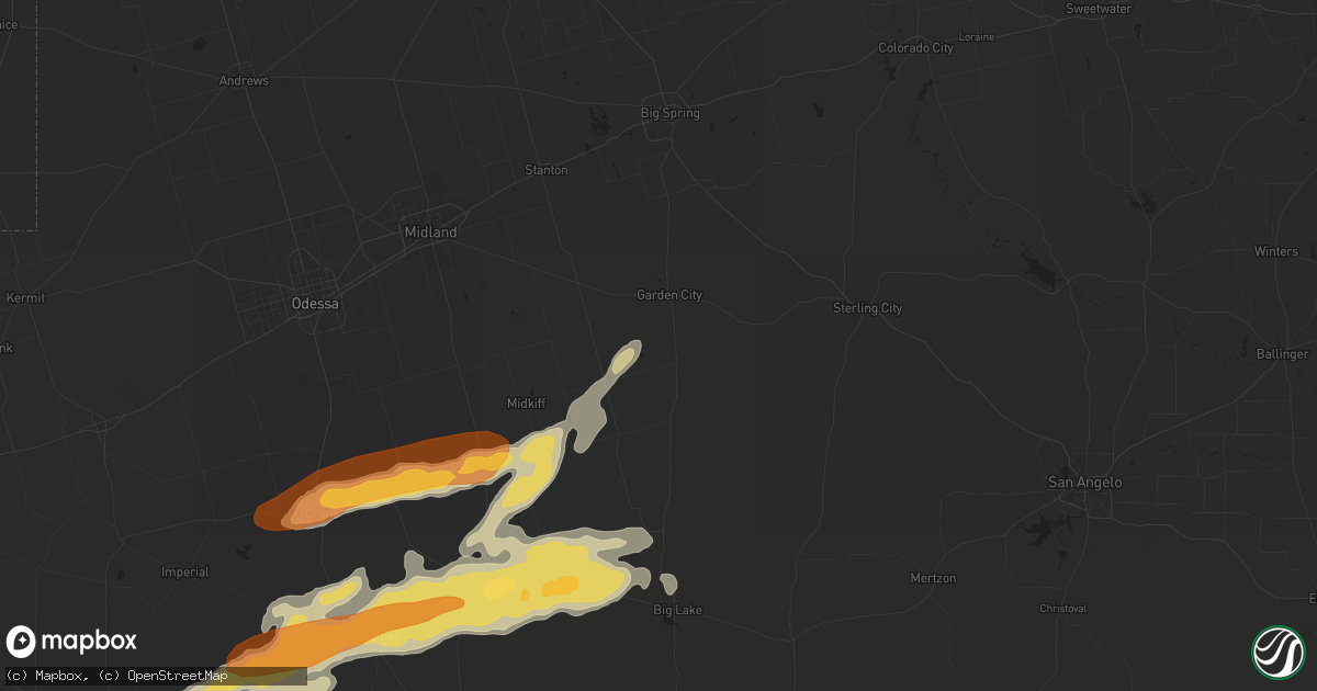 Hail map in Garden City, TX on May 14, 2013