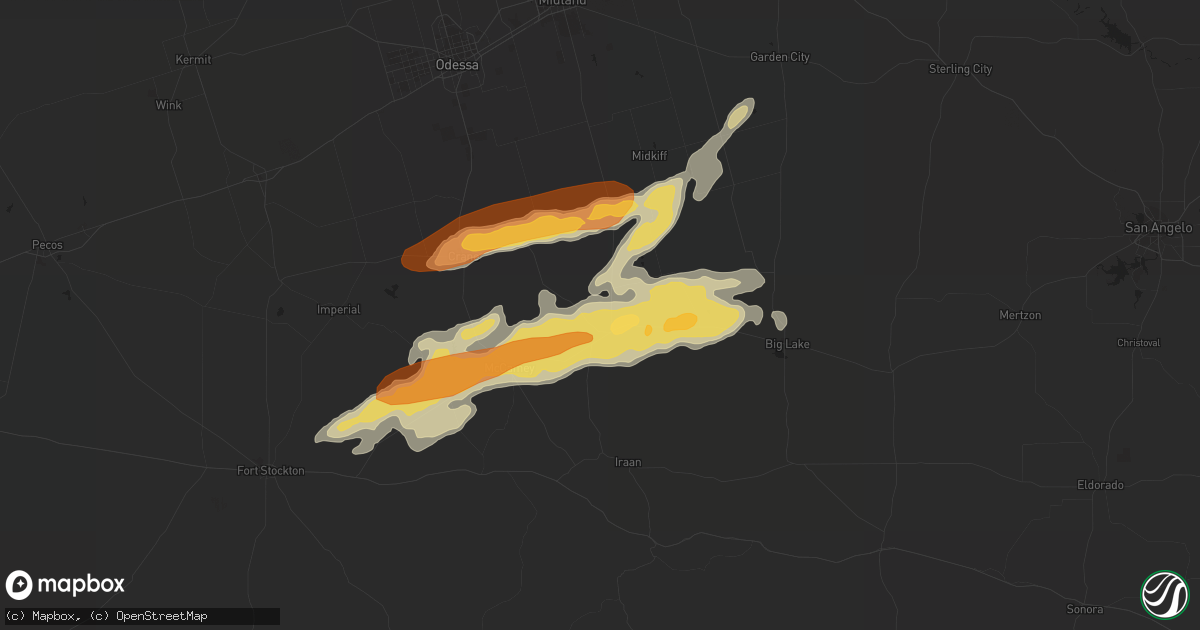 Hail map in Rankin, TX on May 14, 2013