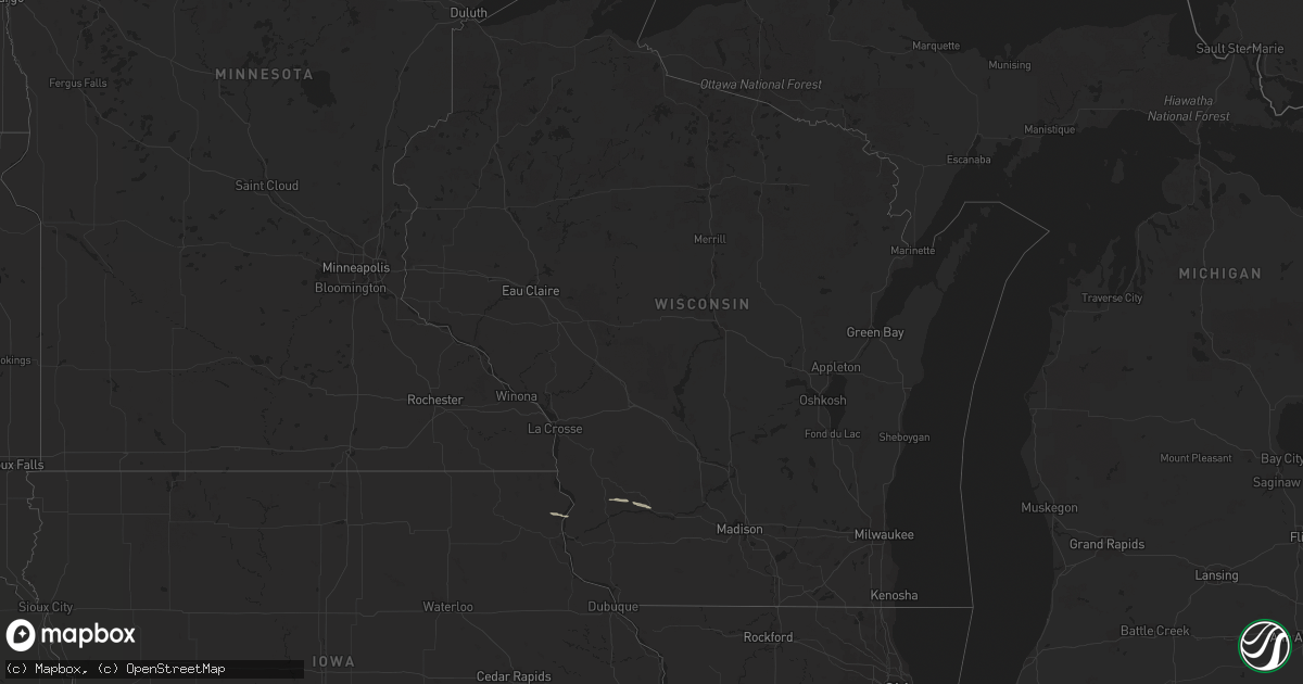 Hail map in Wisconsin on May 14, 2013