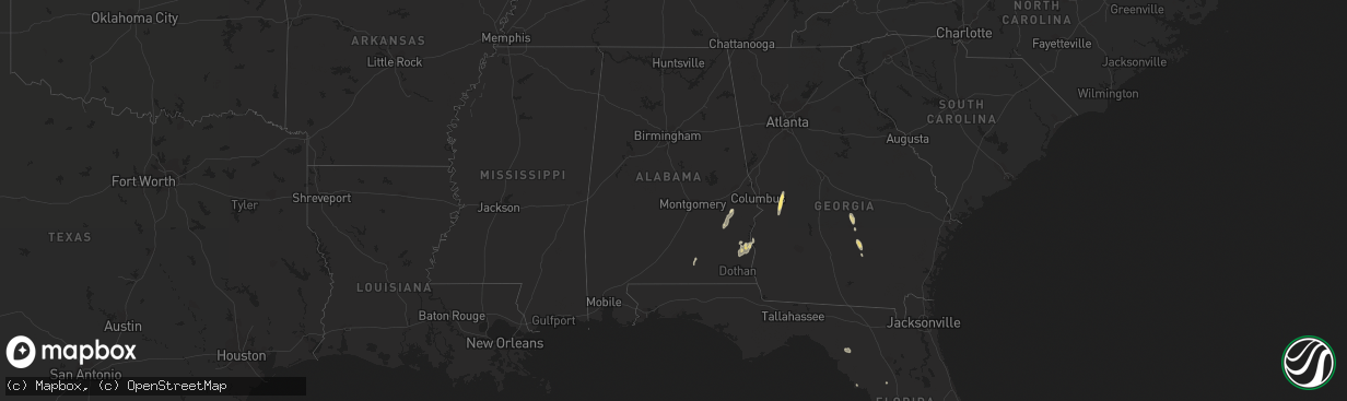 Hail map in Alabama on May 14, 2014