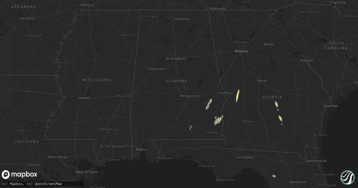 Hail map in Alabama on May 14, 2014