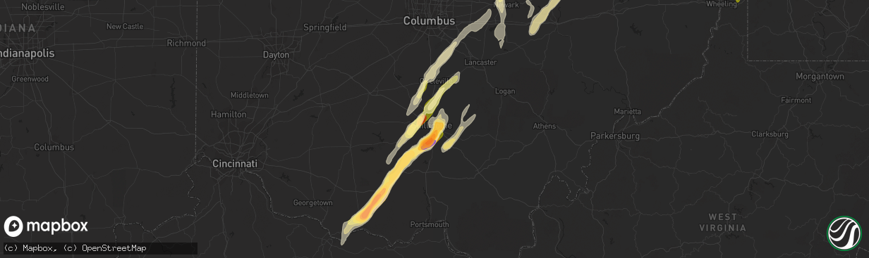 Hail map in Chillicothe, OH on May 14, 2014