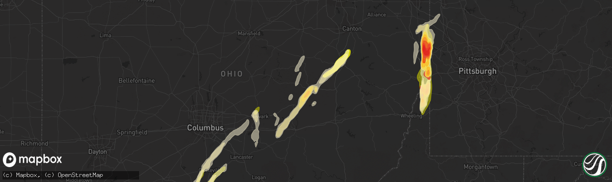 Hail map in Coshocton, OH on May 14, 2014