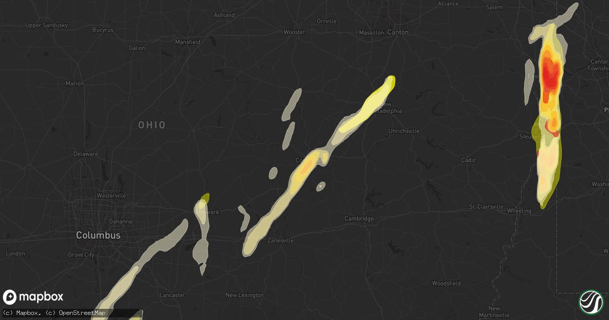 Hail map in Coshocton, OH on May 14, 2014