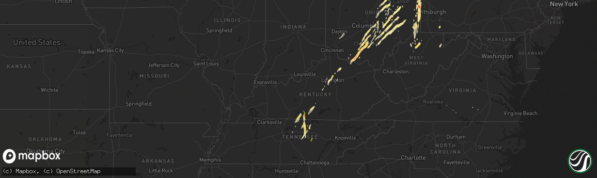 Hail map in Kentucky on May 14, 2014