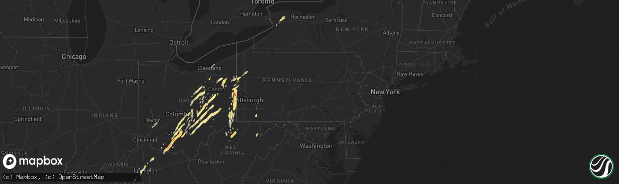 Hail map in Pennsylvania on May 14, 2014