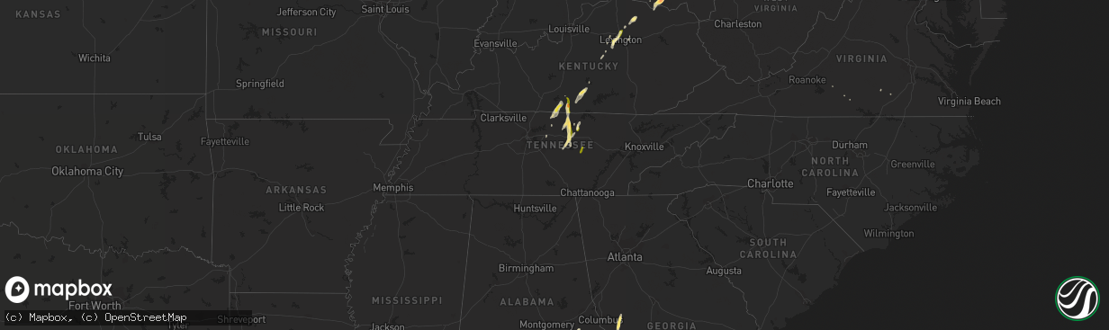 Hail map in Tennessee on May 14, 2014