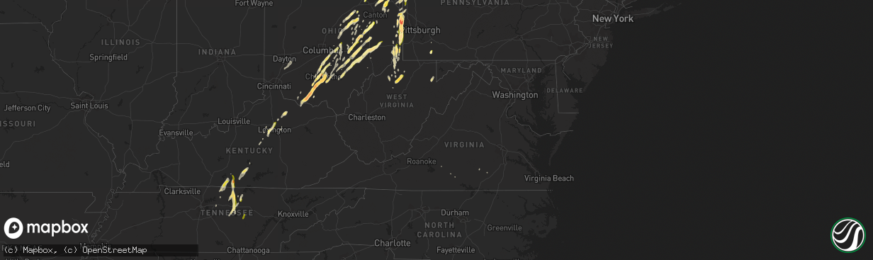 Hail map in Virginia on May 14, 2014