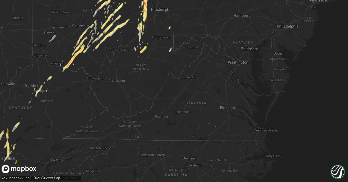 Hail map in Virginia on May 14, 2014