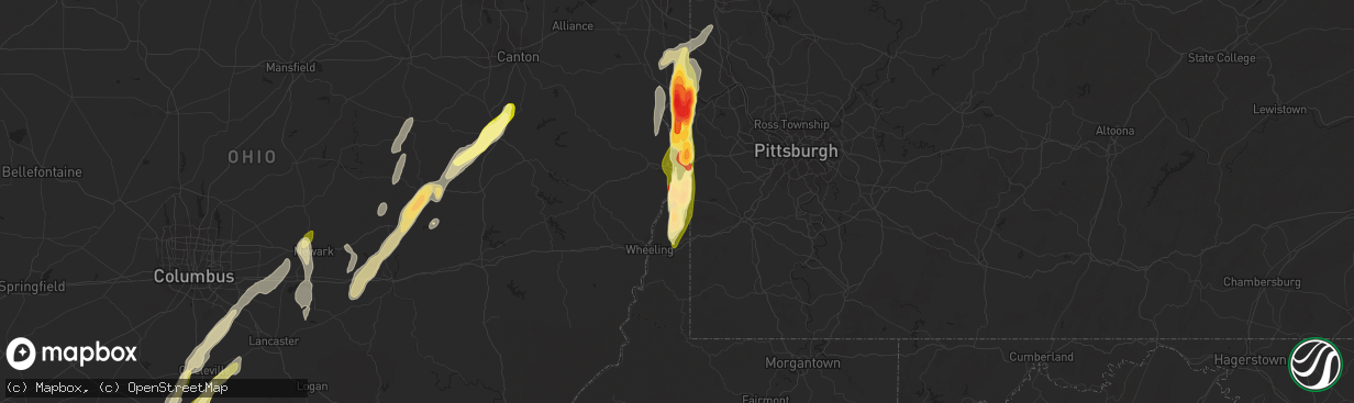 Hail map in Wellsburg, WV on May 14, 2014