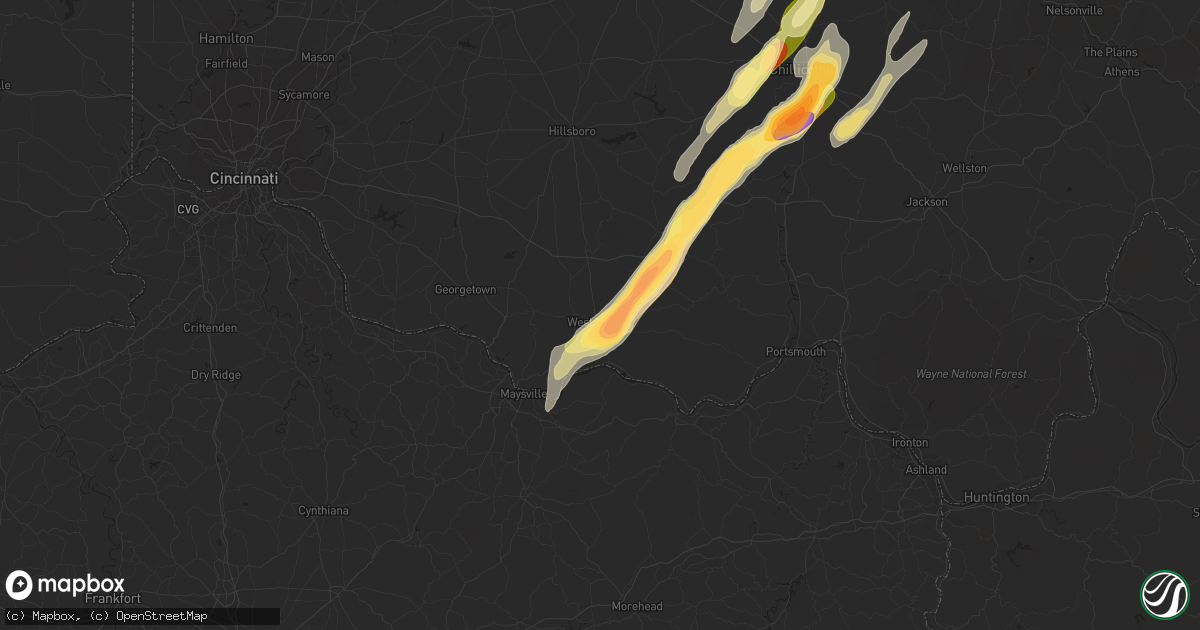 Hail map in West Union, OH on May 14, 2014