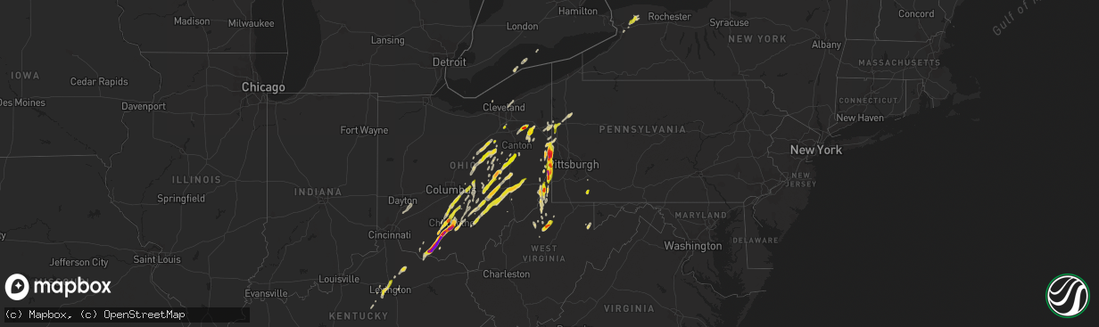 Hail map on May 14, 2014