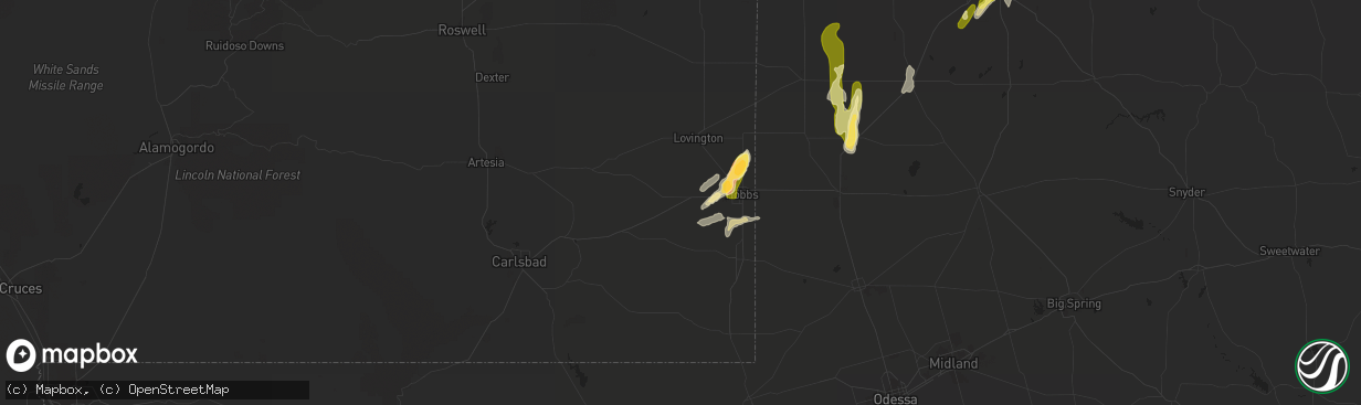 Hail map in Hobbs, NM on May 14, 2015