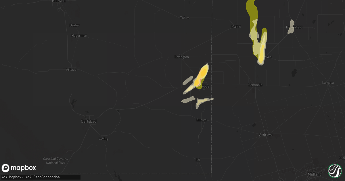 Hail map in Hobbs, NM on May 14, 2015