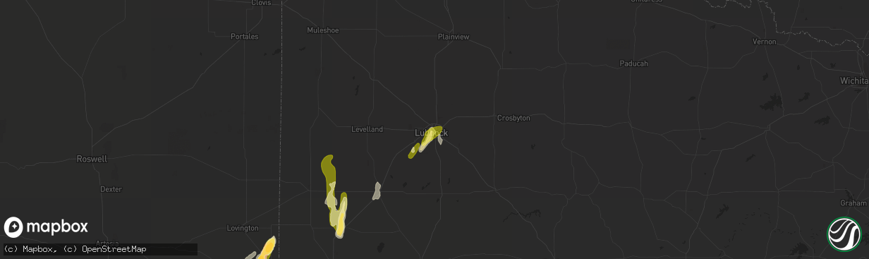 Hail map in Lubbock, TX on May 14, 2015